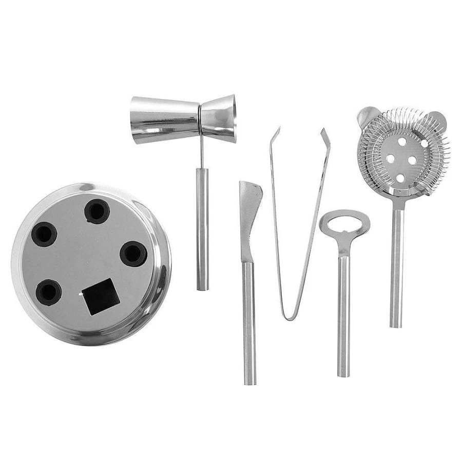 Wheel and Barrow Manhattan Cocktail Bar Tool Set - Premium Stainless Steel Mixing Kit for Bartenders