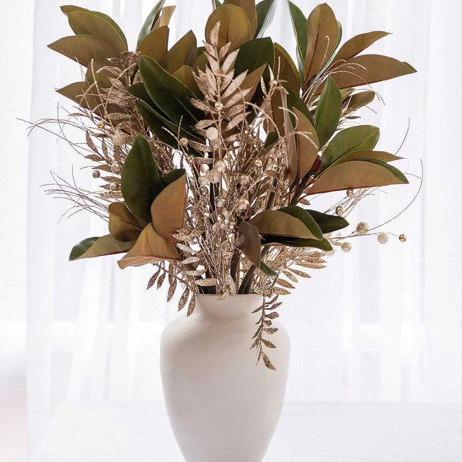 Wheel and Barrow Artificial Magnolia Leaf Stem - 73cm Faux Greenery for Home Decor