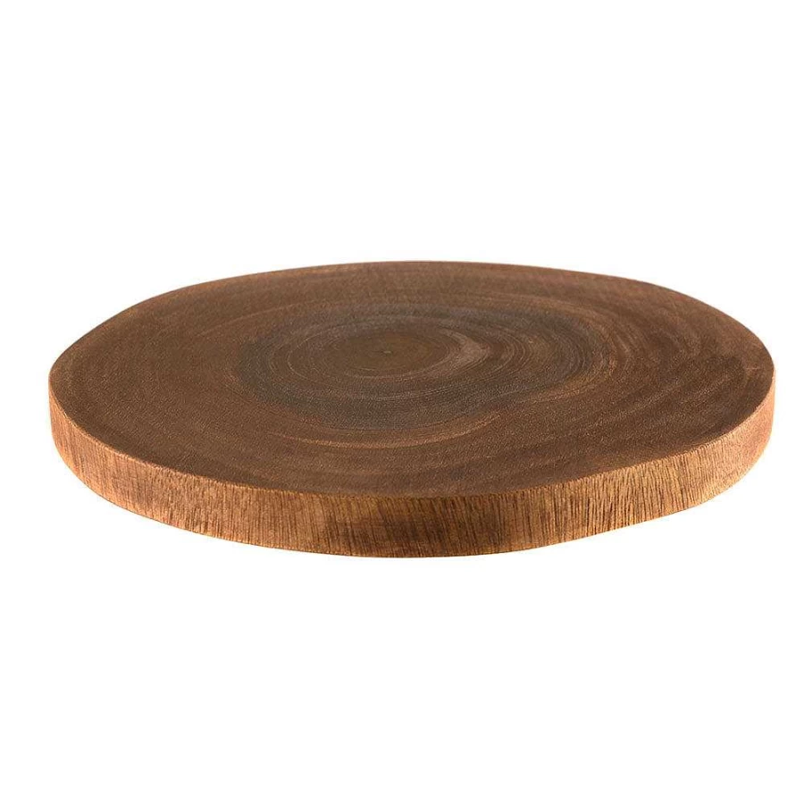 Wheel and Barrow Acacia Wood Lazy Susan Turntable - 31.5cm Round Serving Tray for Dining & Entertaining