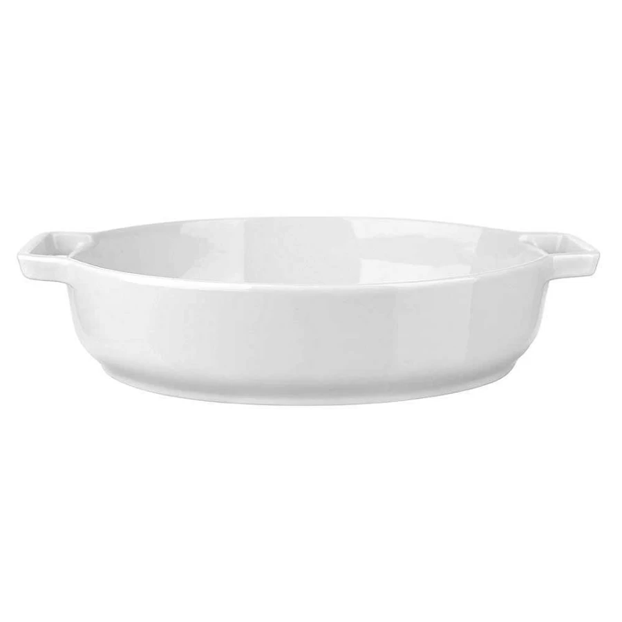 Wheel and Barrow White Porcelain Oval Baking Dish 36cm - Oven Safe Ceramic Roasting Pan