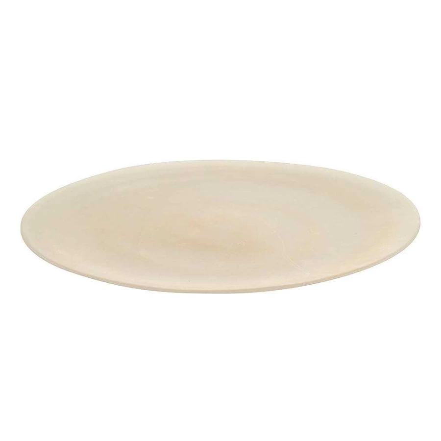 "Wheel & Barrow Alabaster White Round Serving Platter 33cm – Vanilla Accent Dish for Elegant Dining"