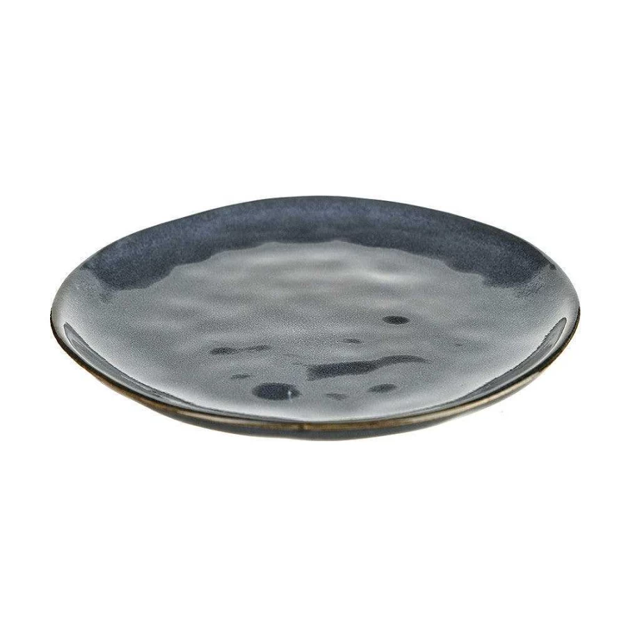 Wheel and Barrow Mediterranean Blue Stoneware Side Plate 20cm - Durable Ceramic Dinnerware for Everyday Use
