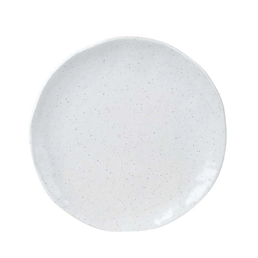 Wheel and Barrow Melamine Dinner Plate 23cm - Speckled White Durable Dishware for Dining