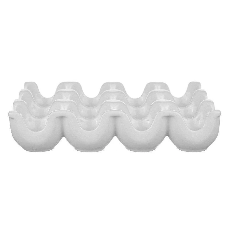 Wheel & Barrow White Porcelain Egg Holder - 12 Cup Capacity for Kitchen Storage