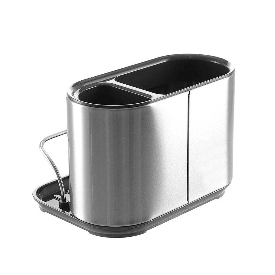 Wheel & Barrow Stainless Steel Utensil Holder with Wall Bracket - 18x13x12cm Kitchen Organizer