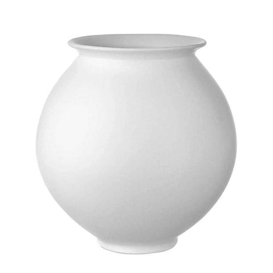 Wheel and Barrow Classic Matt White Ceramic Vase - 25cm Small Decorative Home Table Centerpiece