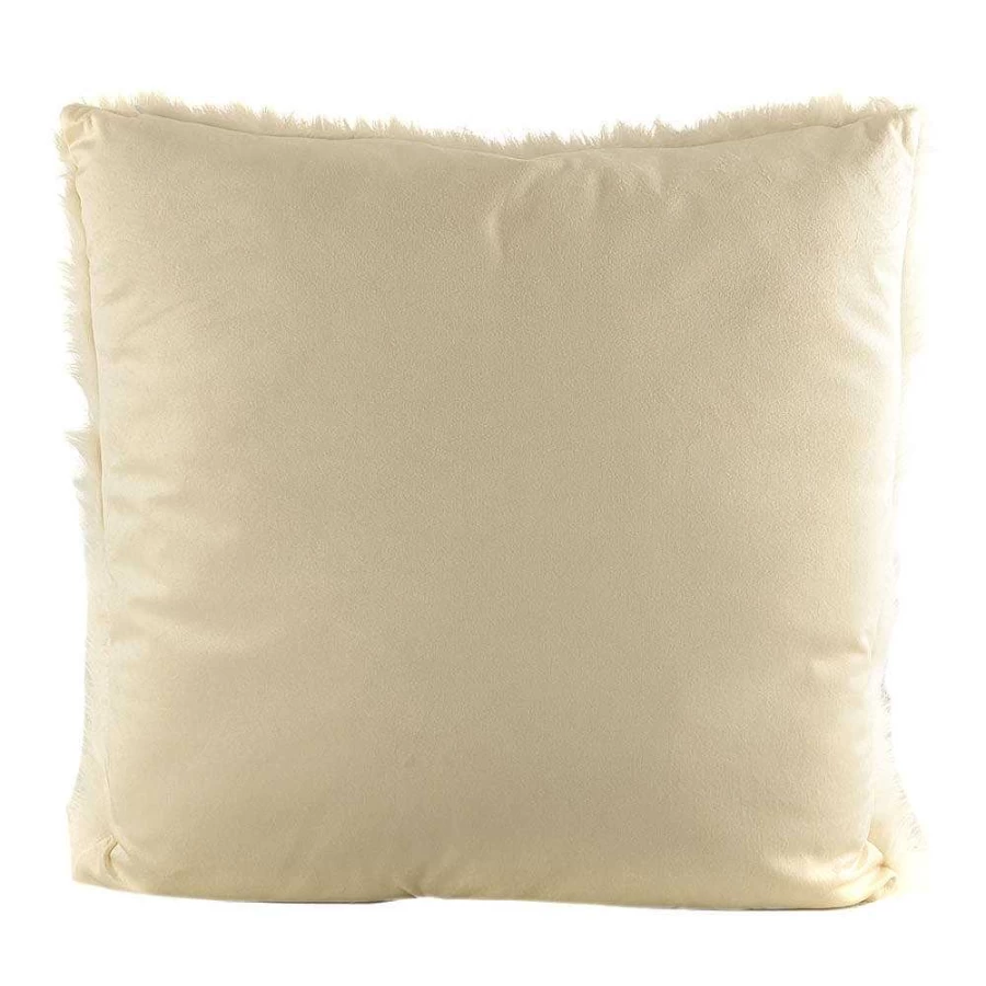 Wheel and Barrow White Faux Fur and Velvet Throw Pillow Cushion 50x50 cm for Sofa Bed Decor