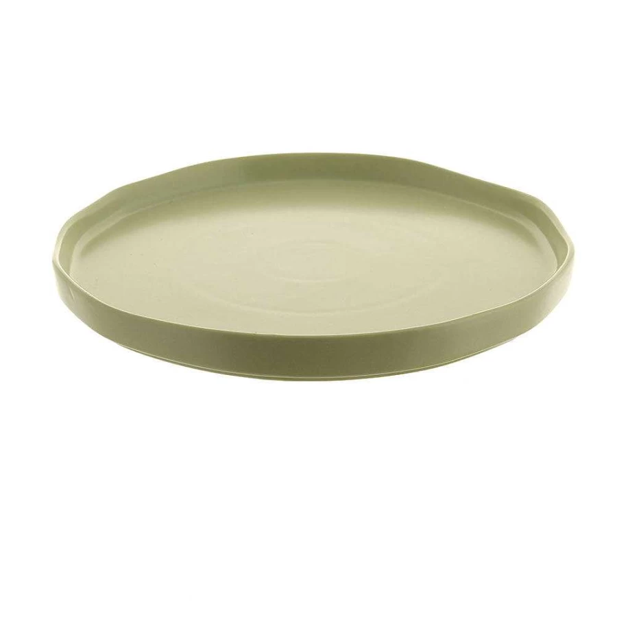 Wheel and Barrow Light Green 26cm Wave Rim Ceramic Plate - Decorative Dining Dish