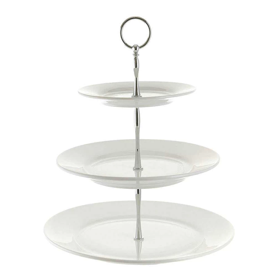 3 Tier Serving Stand with White Plates - 30cm, 25cm, 18cm - Wheel and Barrow