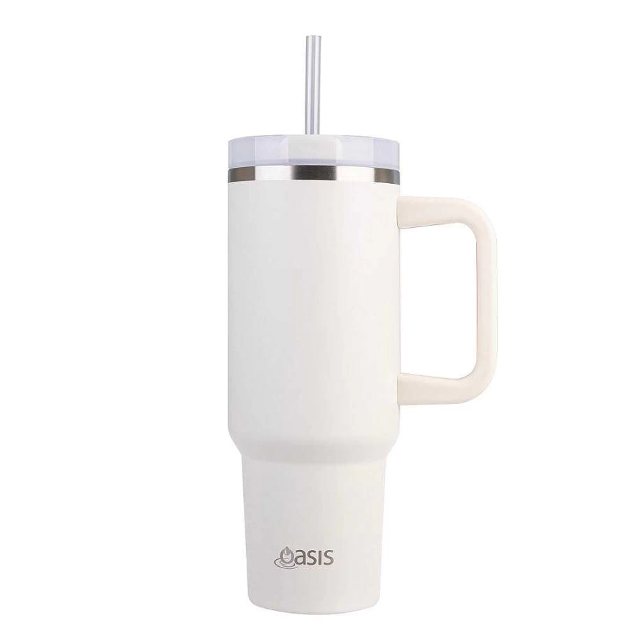 Wheel and Barrow Oasis Commuter Tumbler 40oz Insulated Travel Mug in Alabaster White