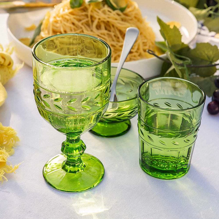 Wheel and Barrow Tuscan Green Wine Glass - 350ml Elegant Stemware for Red and White Wine